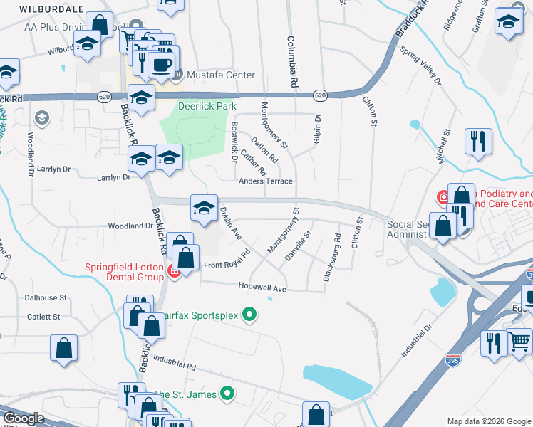 map of restaurants, bars, coffee shops, grocery stores, and more near 6710 New Hope Drive in Springfield