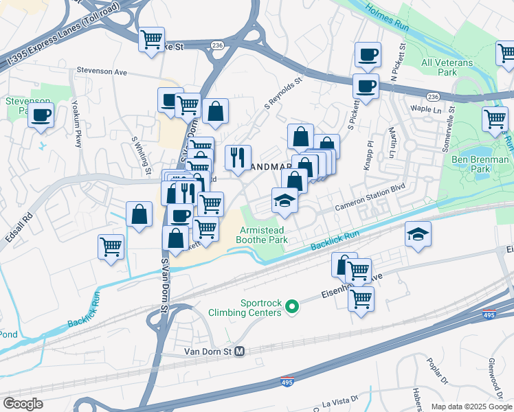map of restaurants, bars, coffee shops, grocery stores, and more near 447 Nottoway Walk in Alexandria