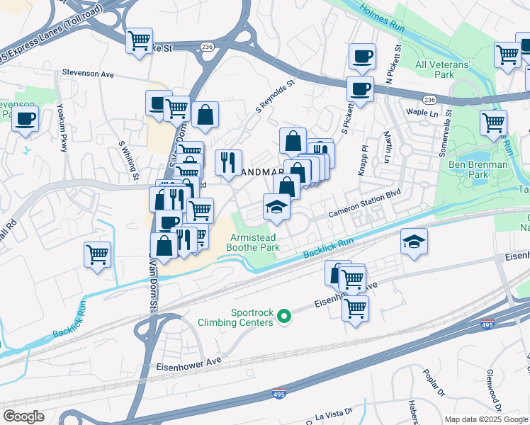 map of restaurants, bars, coffee shops, grocery stores, and more near 418 Nottoway Walk in Alexandria