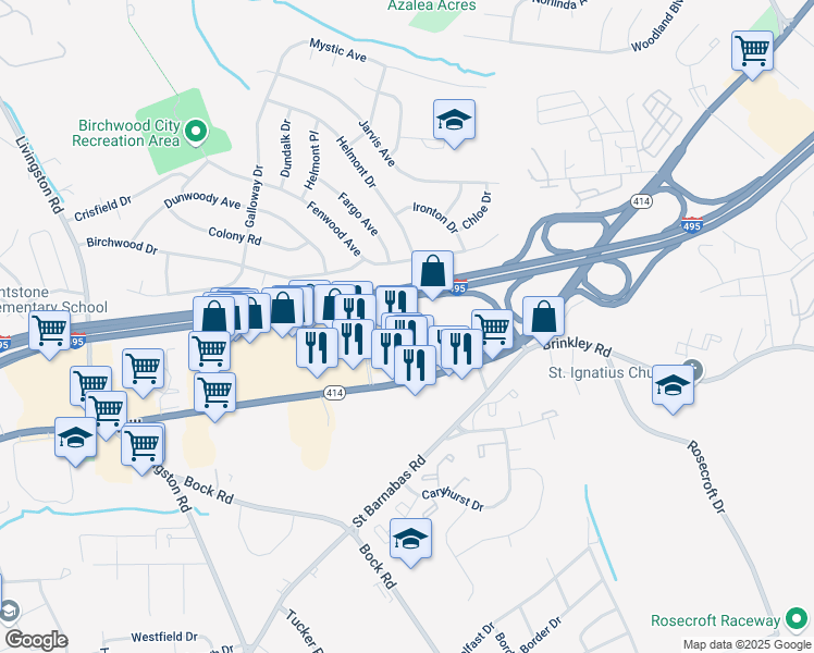 map of restaurants, bars, coffee shops, grocery stores, and more near 6009 Oxon Hill Road in Oxon Hill