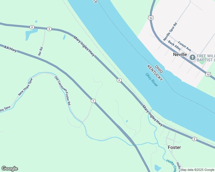 map of restaurants, bars, coffee shops, grocery stores, and more near 5046 Lenoxburg Foster Road in Foster