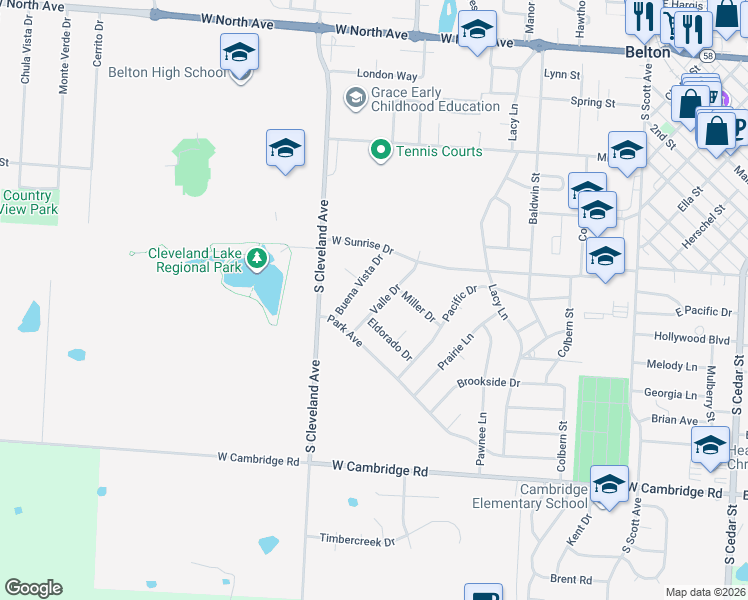 map of restaurants, bars, coffee shops, grocery stores, and more near 516 Valle Drive in Belton