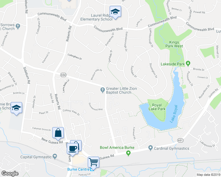 map of restaurants, bars, coffee shops, grocery stores, and more near 5309 Anchor Court in Fairfax
