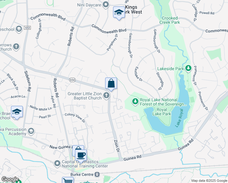 map of restaurants, bars, coffee shops, grocery stores, and more near 5309 Anchor Court in Fairfax