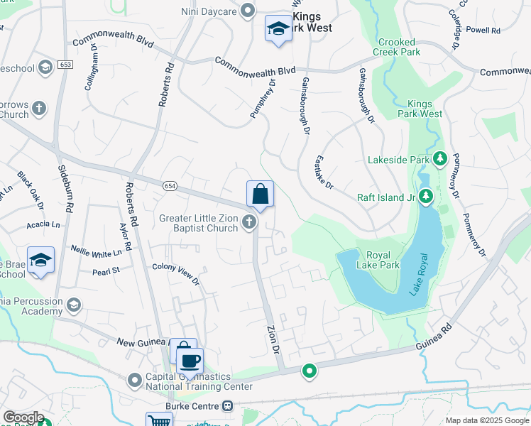 map of restaurants, bars, coffee shops, grocery stores, and more near 5307 Anchor Ct in Fairfax