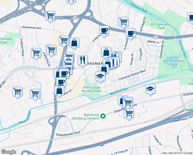 map of restaurants, bars, coffee shops, grocery stores, and more near 416 Nottoway Walk in Alexandria