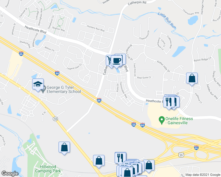map of restaurants, bars, coffee shops, grocery stores, and more near 14254 Haro Trail in Gainesville