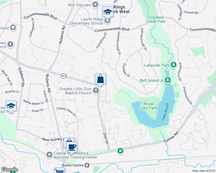 map of restaurants, bars, coffee shops, grocery stores, and more near 5344 Anchor Ct in Fairfax