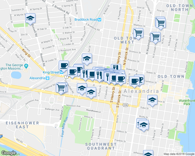 map of restaurants, bars, coffee shops, grocery stores, and more near 101 Independence Avenue Southeast in Washington