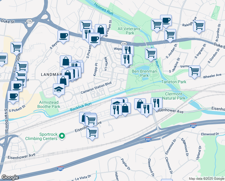 map of restaurants, bars, coffee shops, grocery stores, and more near 277 Murtha Street in Alexandria