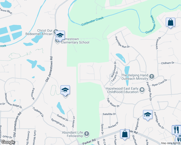 map of restaurants, bars, coffee shops, grocery stores, and more near 6161 Limbwood Court in Florissant