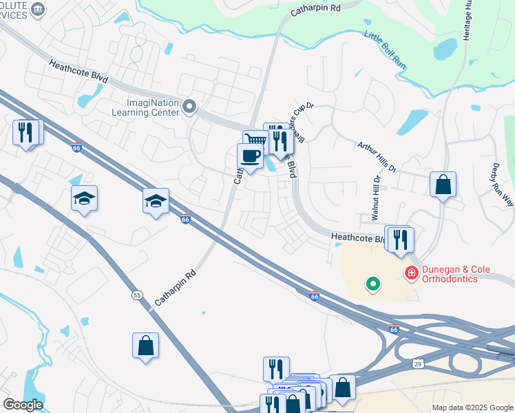map of restaurants, bars, coffee shops, grocery stores, and more near 14216 Haro Trail in Gainesville
