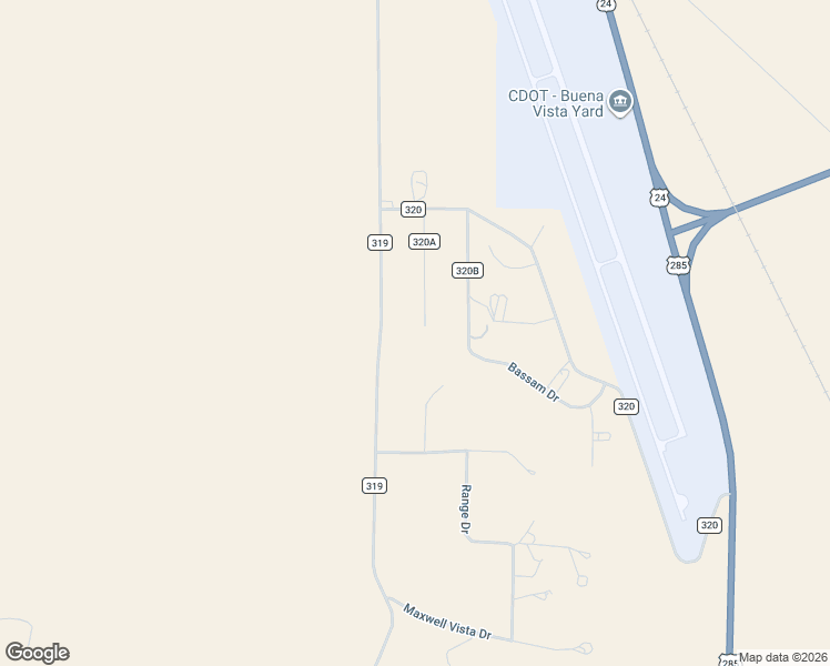 map of restaurants, bars, coffee shops, grocery stores, and more near 26719 County Road 320A in Buena Vista