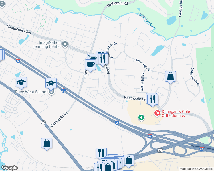 map of restaurants, bars, coffee shops, grocery stores, and more near 14036 Cannondale Way in Gainesville