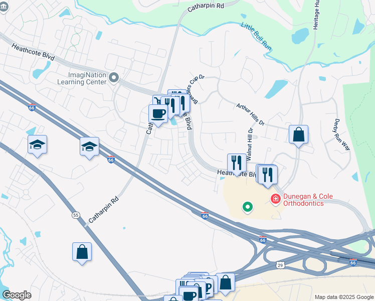 map of restaurants, bars, coffee shops, grocery stores, and more near 14036 Cannondale Way in Gainesville
