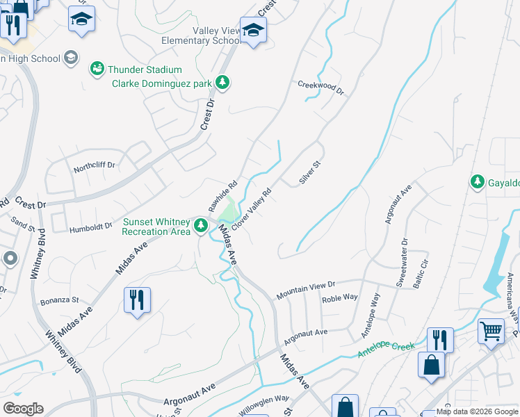 map of restaurants, bars, coffee shops, grocery stores, and more near 3335 Quartz Court in Rocklin