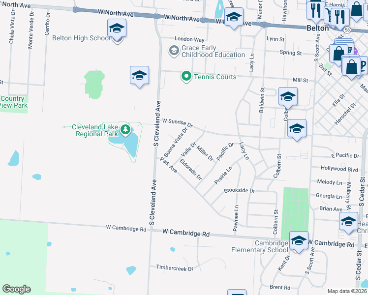 map of restaurants, bars, coffee shops, grocery stores, and more near 516 Valle Dr in Belton