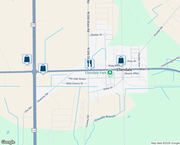 map of restaurants, bars, coffee shops, grocery stores, and more near in Ellendale