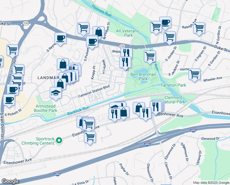 map of restaurants, bars, coffee shops, grocery stores, and more near 263 Murtha Street in Alexandria