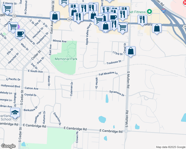 map of restaurants, bars, coffee shops, grocery stores, and more near 904 Fall Meadow Lane in Belton