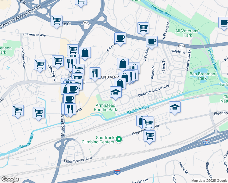 map of restaurants, bars, coffee shops, grocery stores, and more near 403 Nottoway Walk in Alexandria