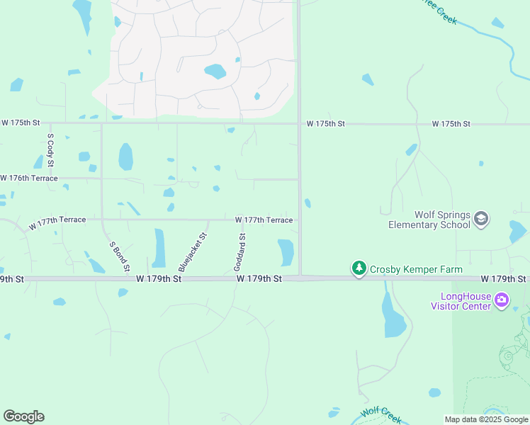 map of restaurants, bars, coffee shops, grocery stores, and more near 10480 West 177th Terrace in Olathe