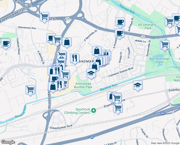 map of restaurants, bars, coffee shops, grocery stores, and more near 401 Nottoway Walk in Alexandria