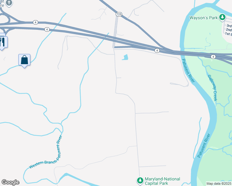 map of restaurants, bars, coffee shops, grocery stores, and more near Green Landing Road in Prince George's County