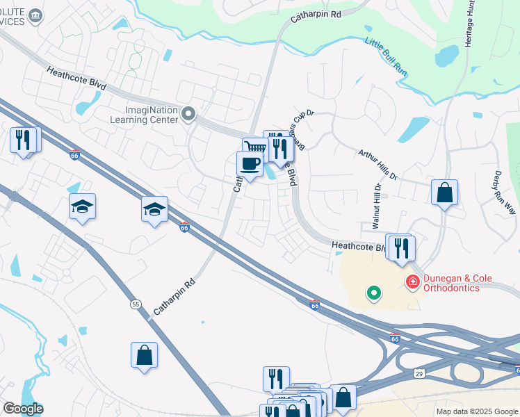 map of restaurants, bars, coffee shops, grocery stores, and more near 14150 Haro Trail in Gainesville
