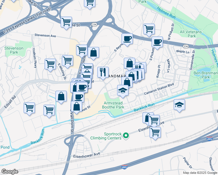 map of restaurants, bars, coffee shops, grocery stores, and more near 5550 Cardinal Place in Alexandria