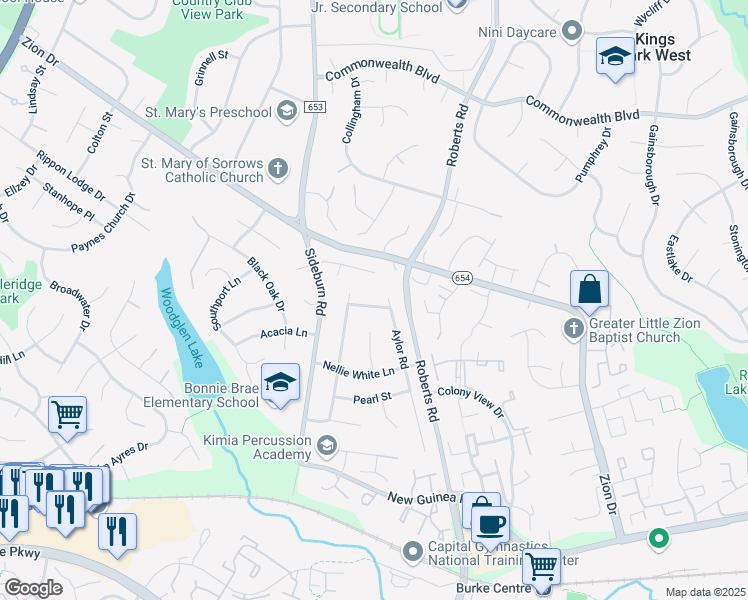 map of restaurants, bars, coffee shops, grocery stores, and more near 10404 Hollyoak Place in Fairfax