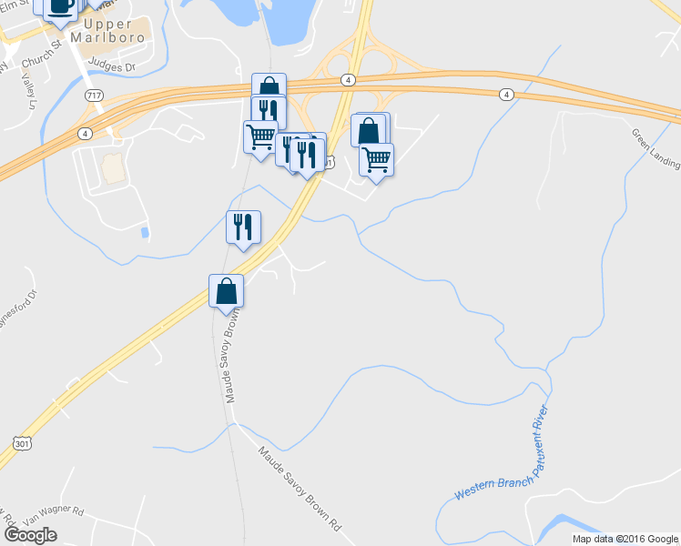 map of restaurants, bars, coffee shops, grocery stores, and more near 6000 Crain Highway in Upper Marlboro