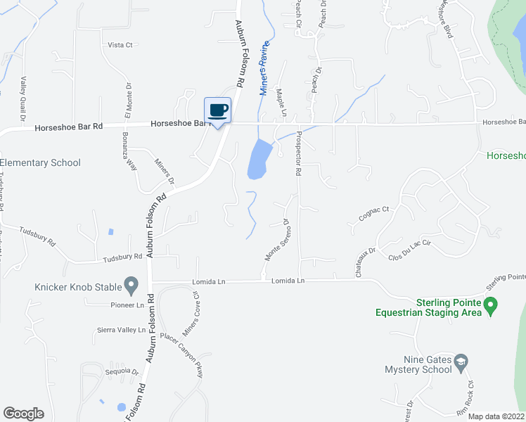 map of restaurants, bars, coffee shops, grocery stores, and more near 9517 Monte Sereno Court in Loomis