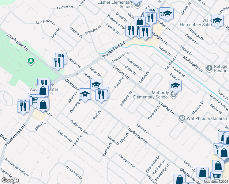 map of restaurants, bars, coffee shops, grocery stores, and more near 615 Naomi Avenue in Florissant