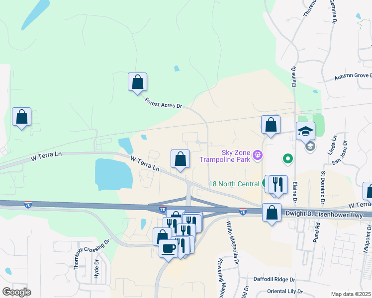 map of restaurants, bars, coffee shops, grocery stores, and more near 754 Paradise Lane in O'Fallon