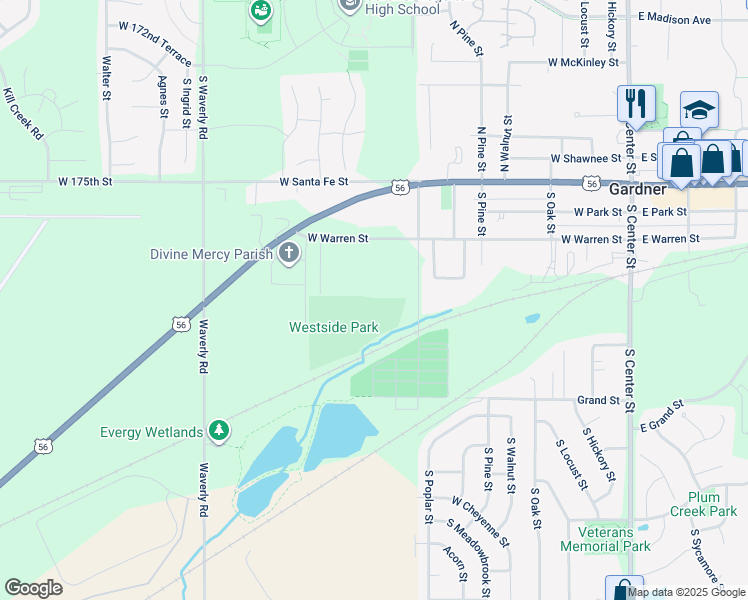 map of restaurants, bars, coffee shops, grocery stores, and more near 321 Bedford Street in Gardner