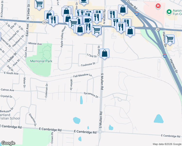 map of restaurants, bars, coffee shops, grocery stores, and more near 1208 Fall Meadow Lane in Belton