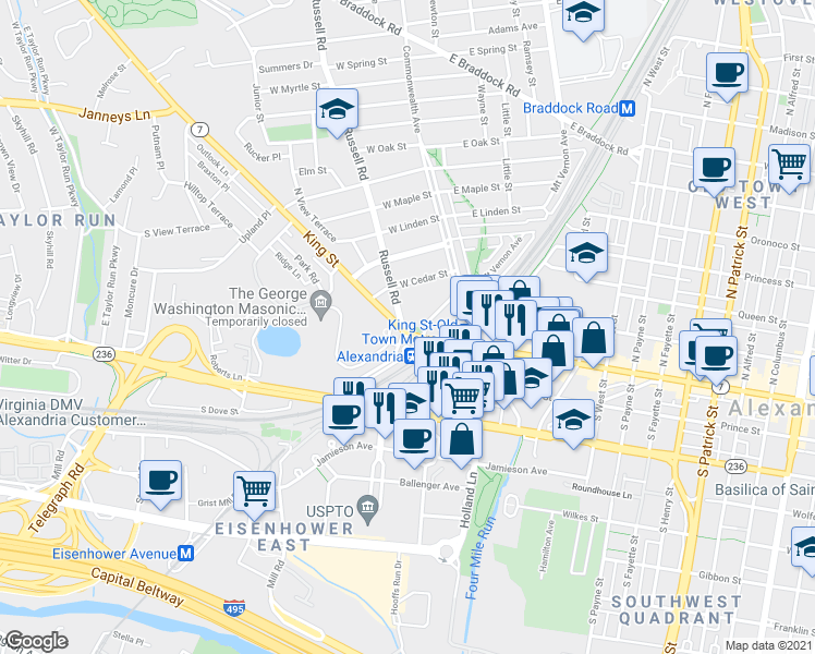 map of restaurants, bars, coffee shops, grocery stores, and more near 101 Independence Avenue Southeast in Washington