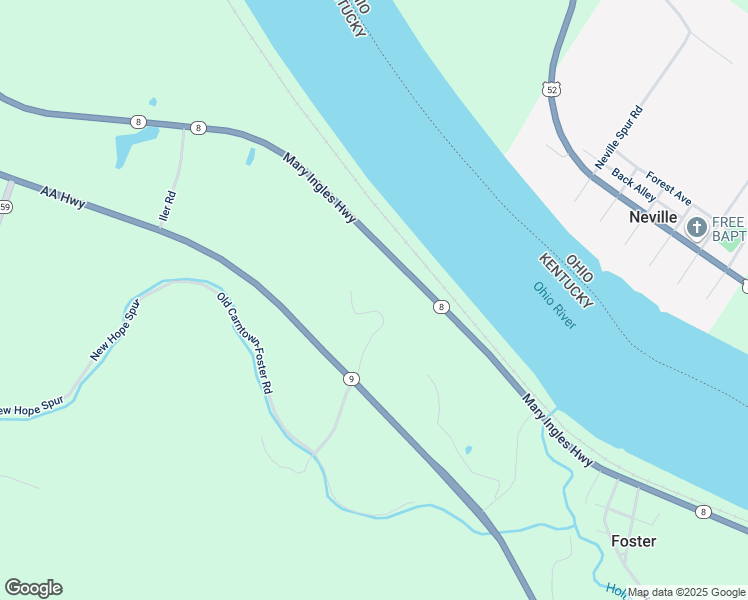 map of restaurants, bars, coffee shops, grocery stores, and more near 5046 Lenoxburg Foster Road in Foster