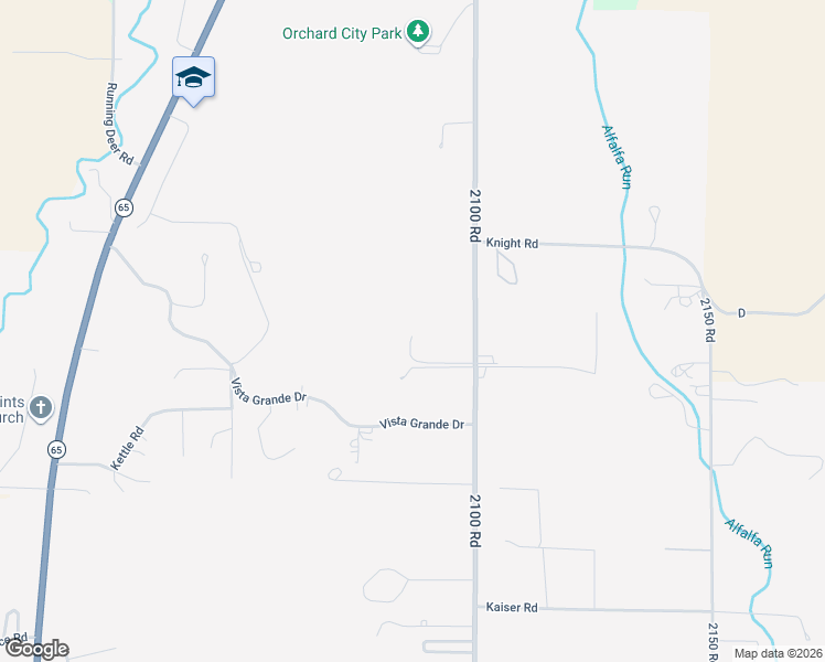 map of restaurants, bars, coffee shops, grocery stores, and more near 10519 2100 Road in Orchard City