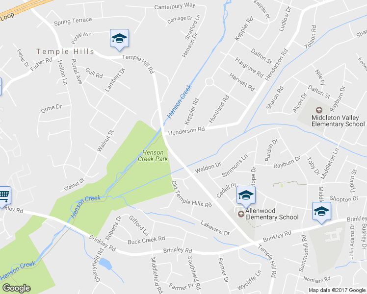 map of restaurants, bars, coffee shops, grocery stores, and more near 4301 Henderson Road in Temple Hills