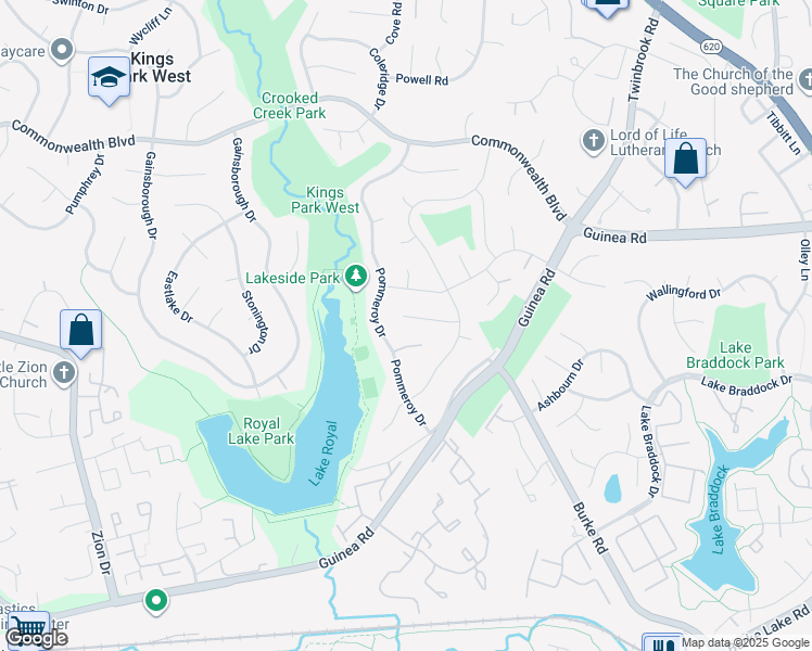map of restaurants, bars, coffee shops, grocery stores, and more near 9823 Covent Court in Fairfax