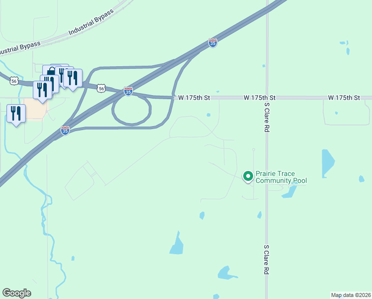 map of restaurants, bars, coffee shops, grocery stores, and more near Unnamed Road in Gardner