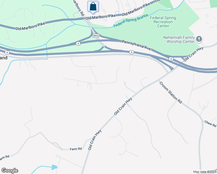 map of restaurants, bars, coffee shops, grocery stores, and more near 13303 Crestmar Court in Upper Marlboro