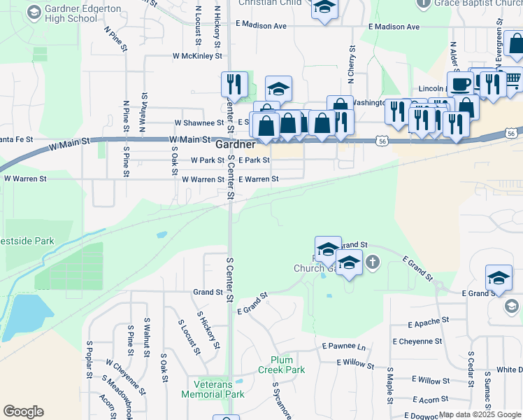 map of restaurants, bars, coffee shops, grocery stores, and more near 139 Kane Street in Gardner