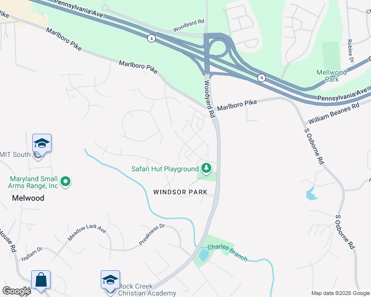 map of restaurants, bars, coffee shops, grocery stores, and more near 6000 Richmanor Terrace in Upper Marlboro