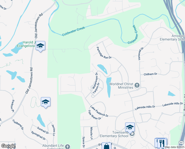map of restaurants, bars, coffee shops, grocery stores, and more near 6466 White Cap Lane in Florissant