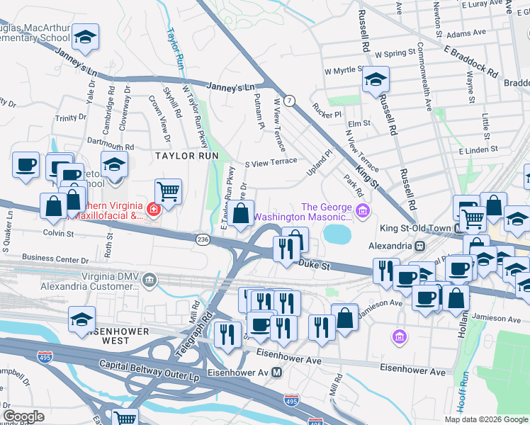 map of restaurants, bars, coffee shops, grocery stores, and more near 101 Independence Avenue Southeast in Washington