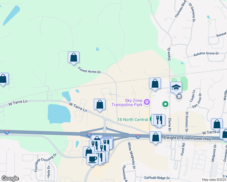 map of restaurants, bars, coffee shops, grocery stores, and more near 799 Genteman Road in O'Fallon