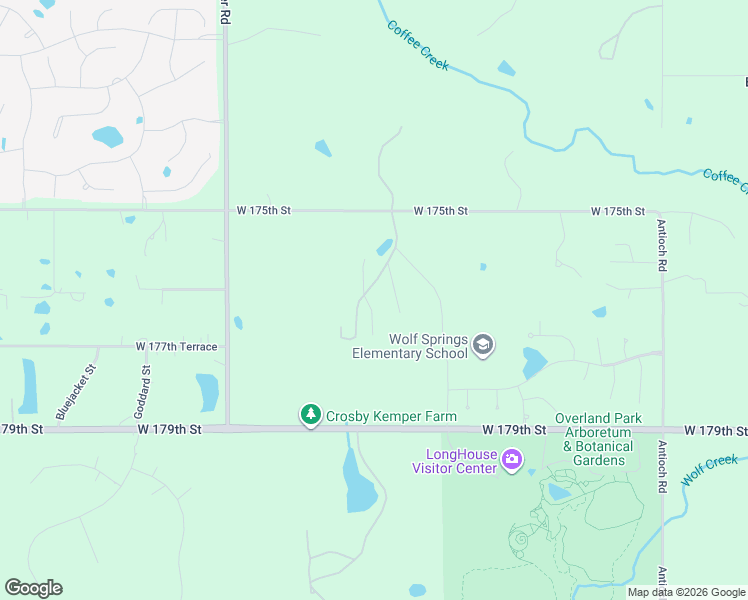 map of restaurants, bars, coffee shops, grocery stores, and more near 9901 West 175th Street in Olathe